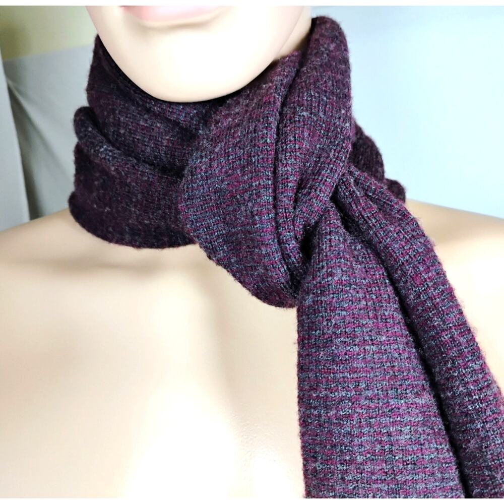 Gap Merino Wool Knit Scarf Plum Heathered Soft Stretch Dark Academia Preppy 39x9